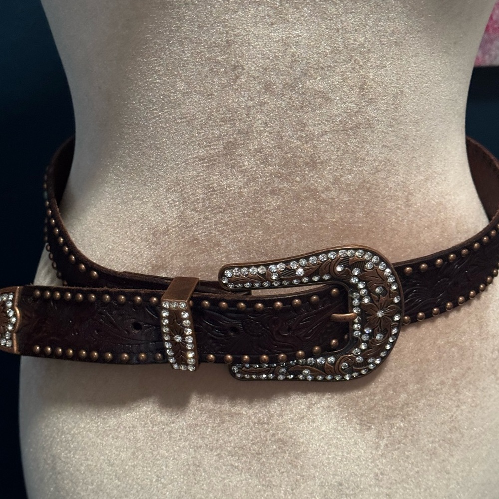 Buckle Brown Embellished Belt